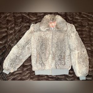 Real rabbit fur bomber jacket.